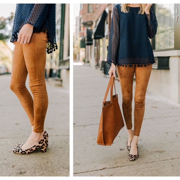 Anthropologie Faux Suede Leggings Honey 